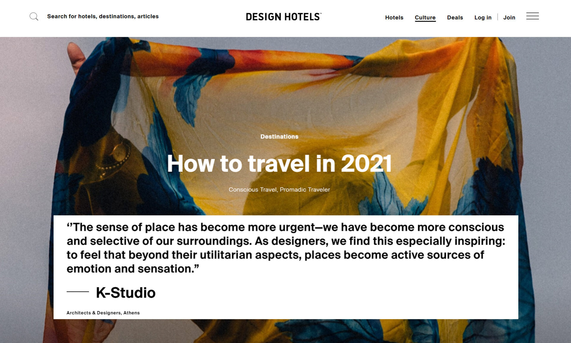 “How to travel in 2021” by Design Hotels
