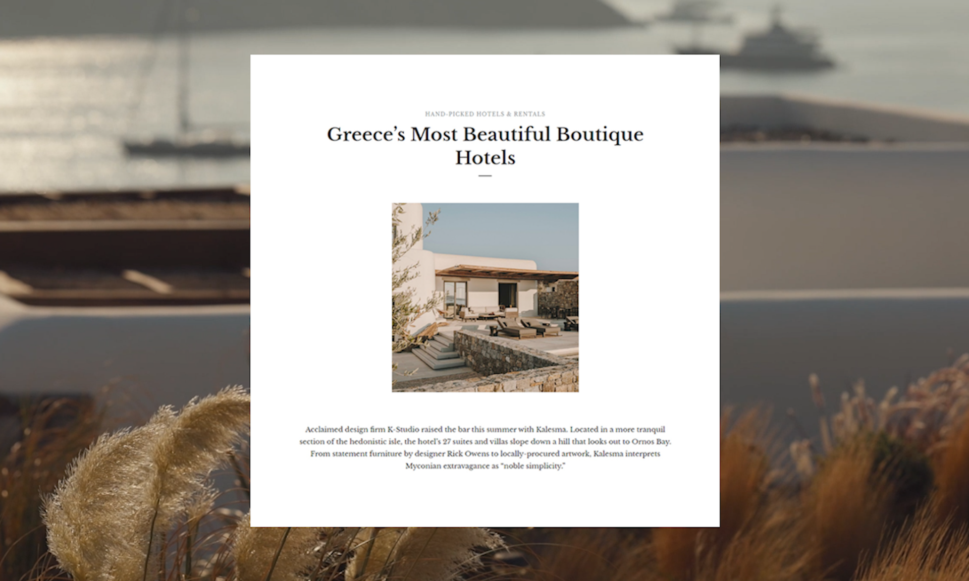 Kalesma among Greece’s Most Beautiful Boutique Hotels